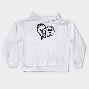 letter g monogram in the shape of love Kids Hoodie